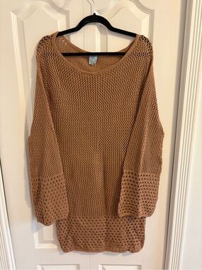 Target Open-Knit Swim Coverup Tunic in Camel